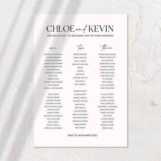 Timeless Seating Chart - Chloe 1 - Wedding Signs