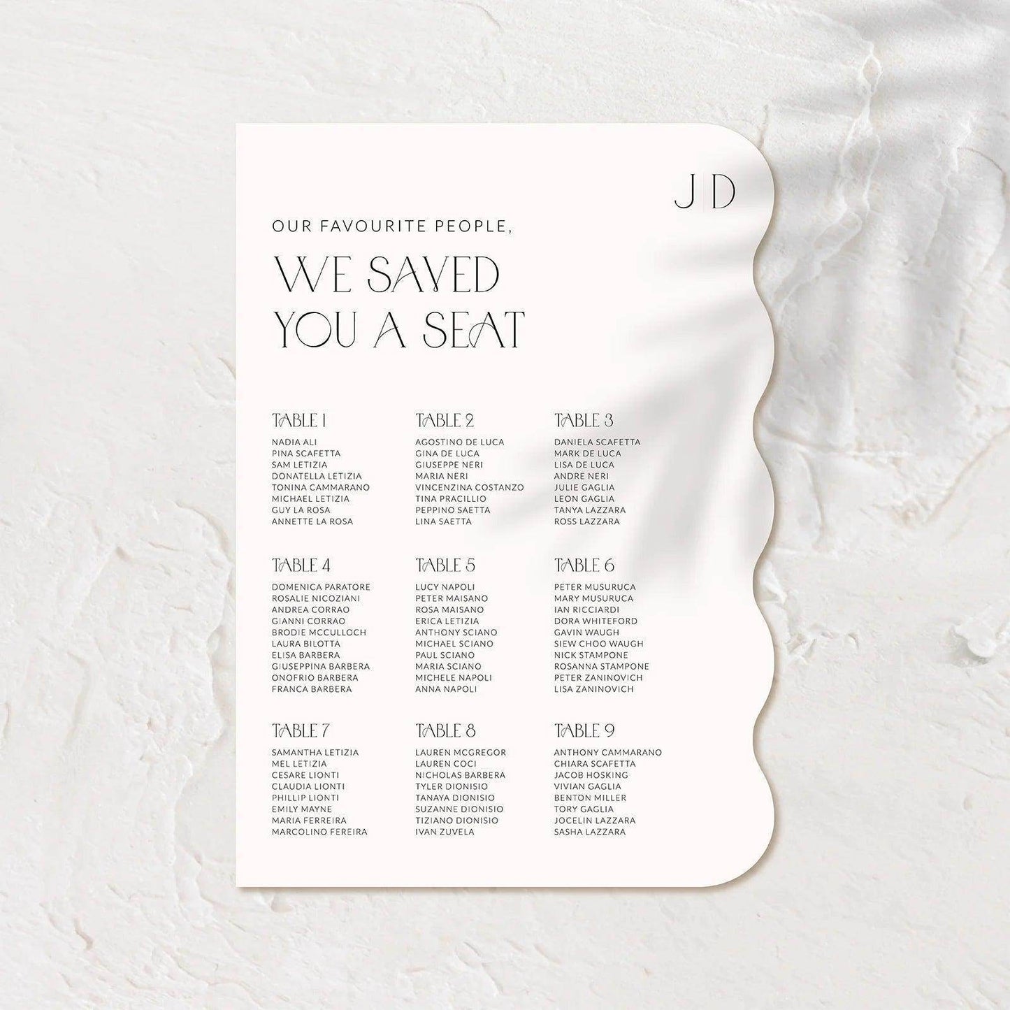 Timeless Seating Chart - Jessica 5 - Wedding Signs
