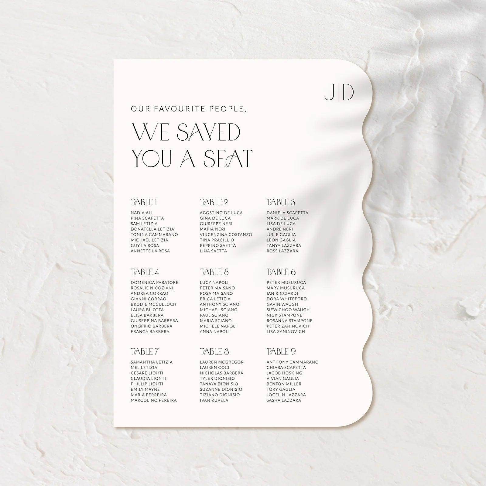 Timeless Seating Chart - Jessica 5 - Wedding Signs