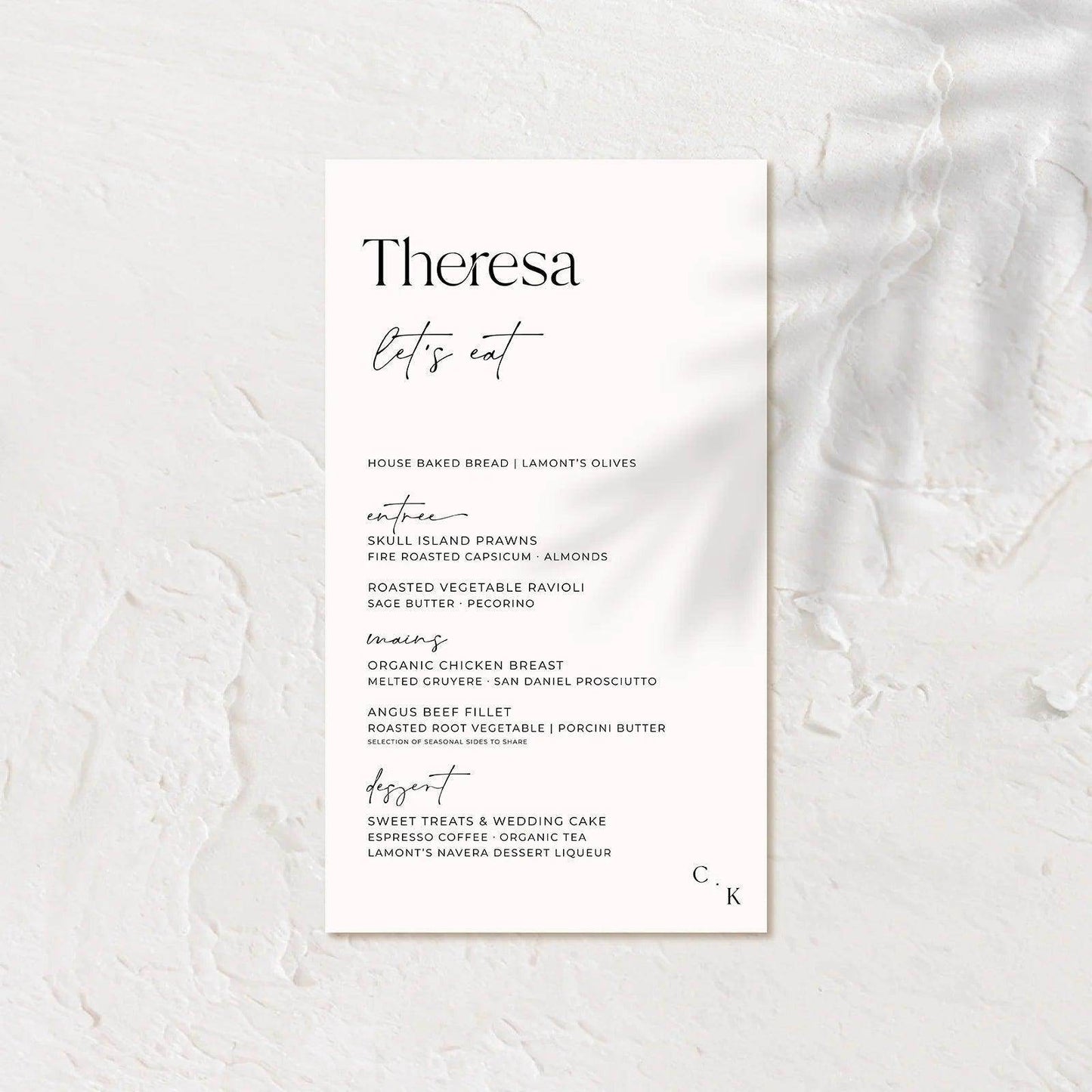 Trendy Wedding Menu - Chloe 4 - Wedding Signs