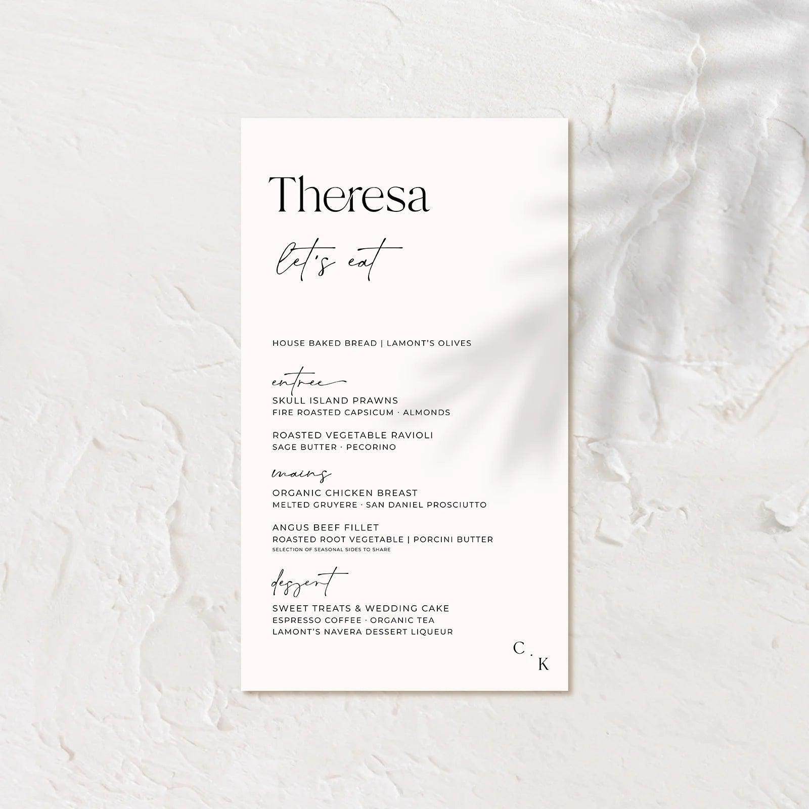 Trendy Wedding Menu - Chloe 4 - Wedding Signs