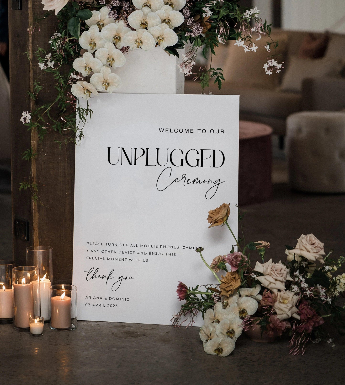 Classic Unplugged Wedding Sign - Ariana 1