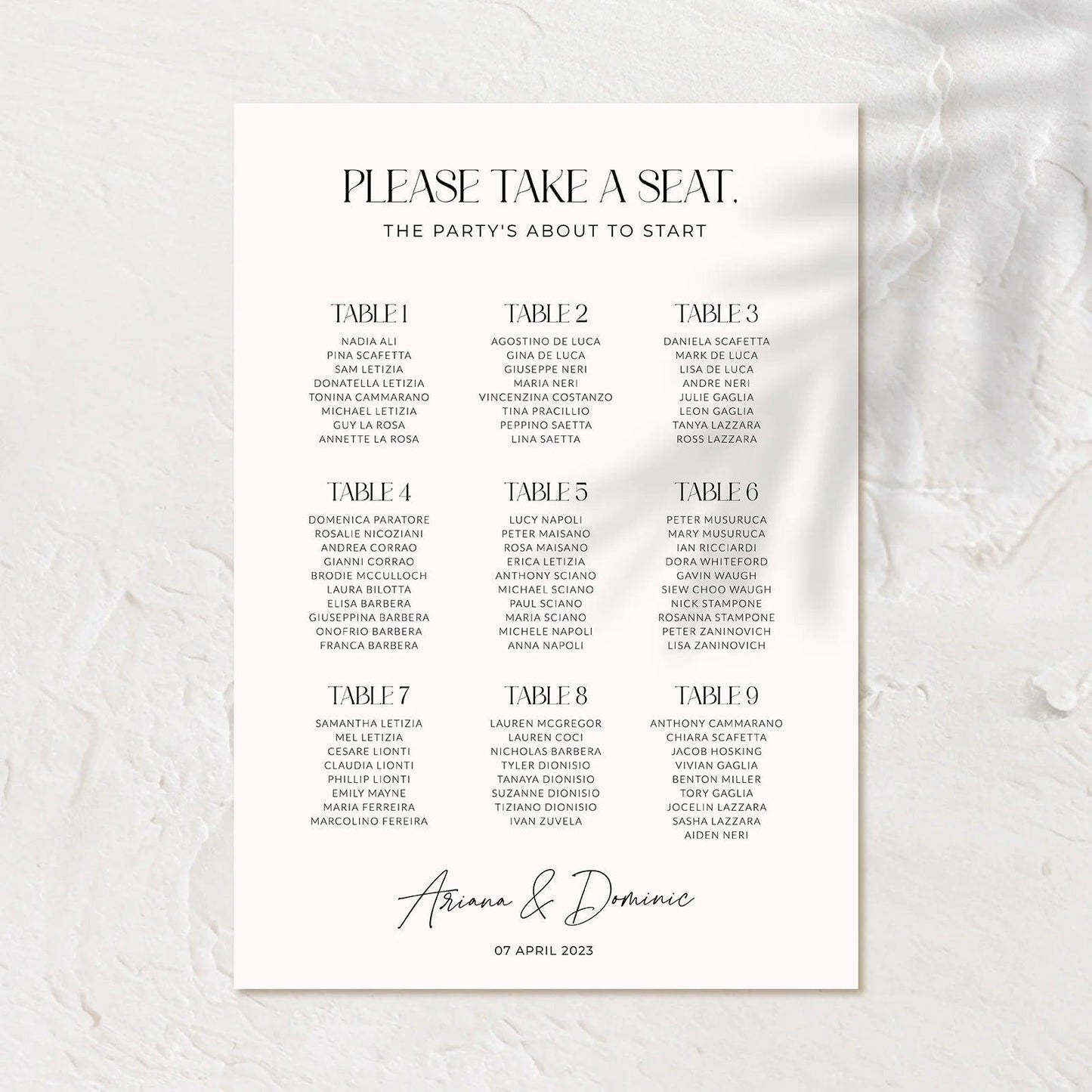 Timeless Seating Chart  - Ariana 2