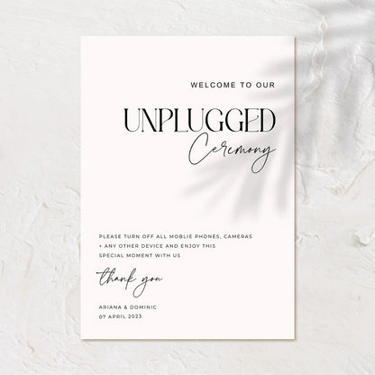 Classic Unplugged Wedding Sign - Ariana 1