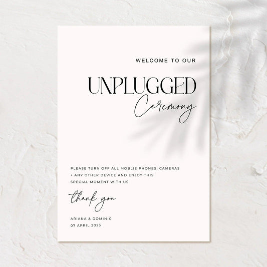 Classic Unplugged Wedding Sign - Ariana 1