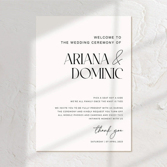 Elegant Unplugged Wedding Sign - Ariana 3