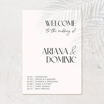 Timeless Welcome timeline Sign - Ariana