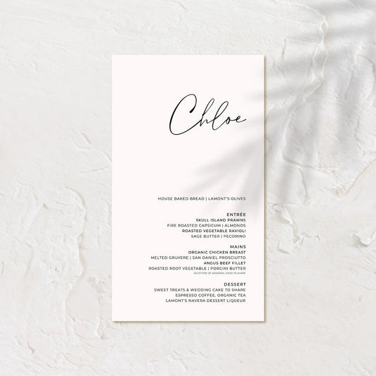 Elegant Wedding Menu - Chloe 1