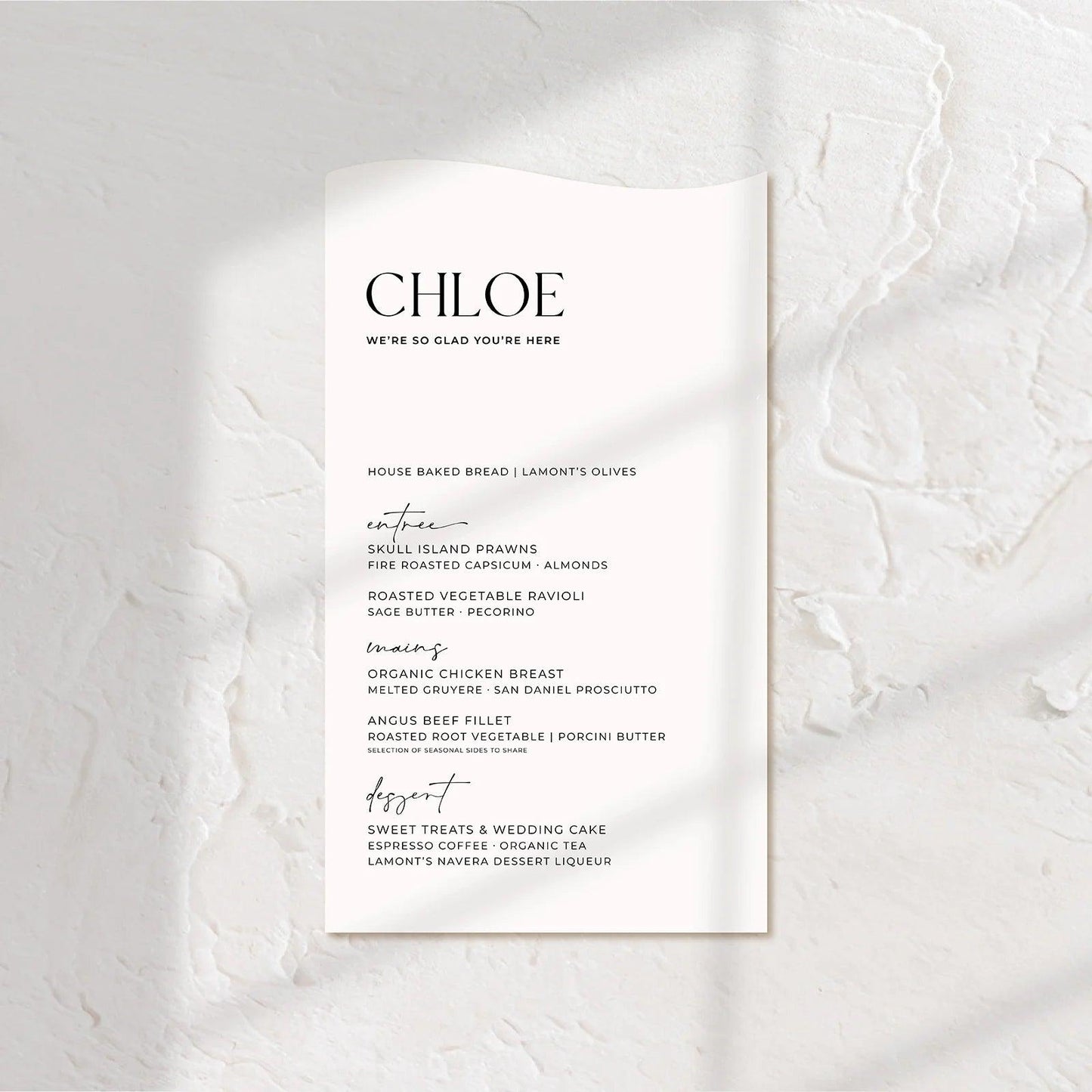 Chic Wedding Menu - Chloe 3