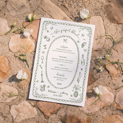 Custom Wedding Reception Menu – Coquette Suite 3