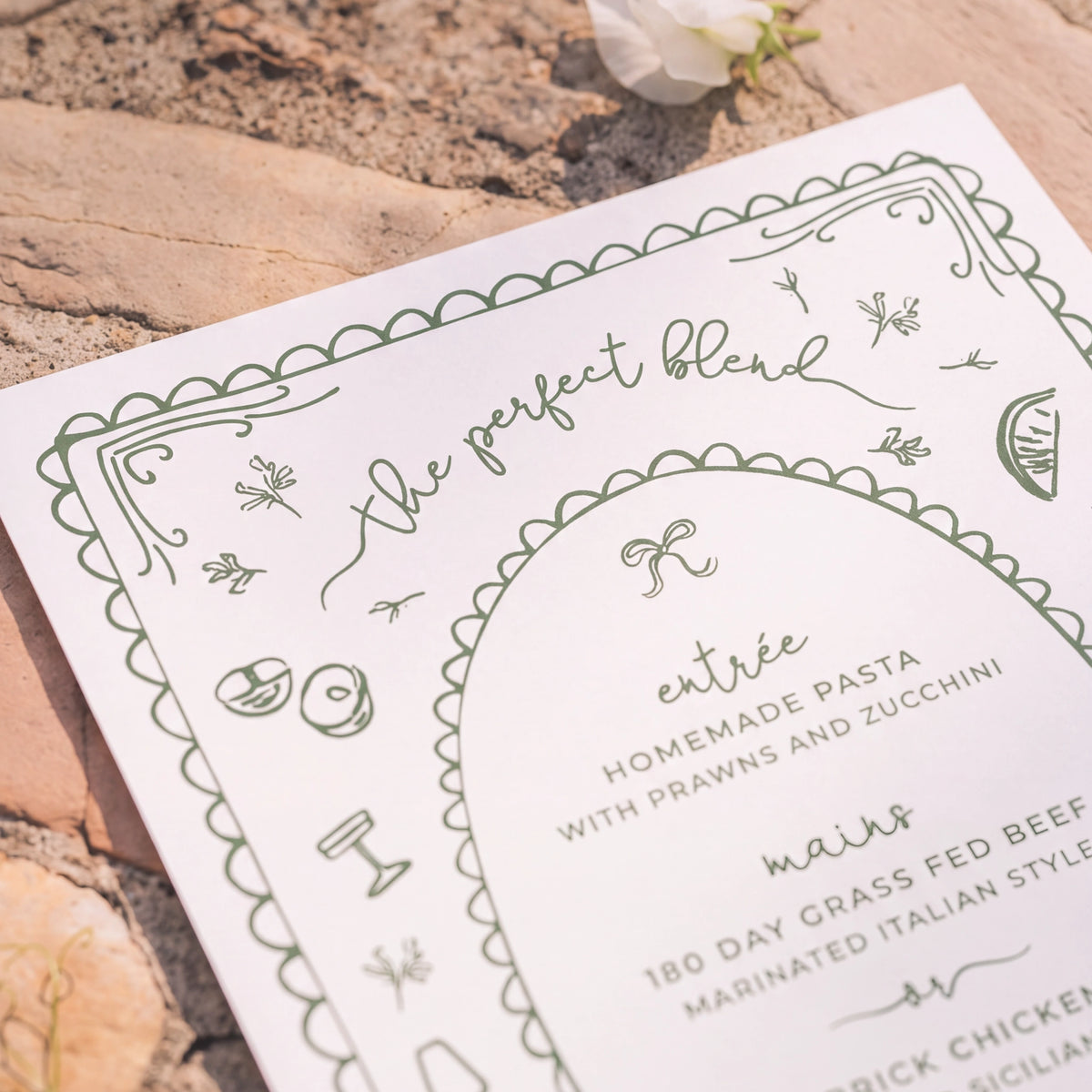 Custom Wedding Reception Menu – Coquette Suite 3