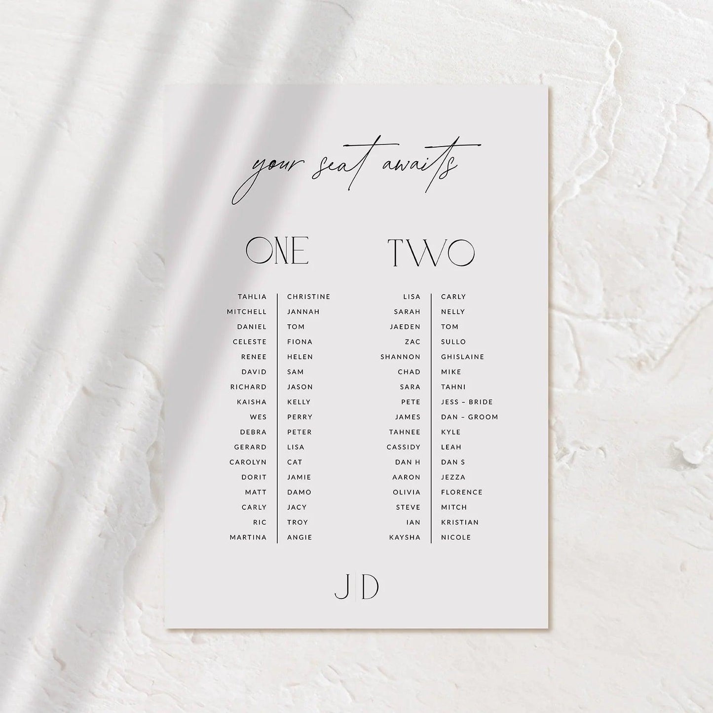 Minimalist Seating Chart  - Jessica 1