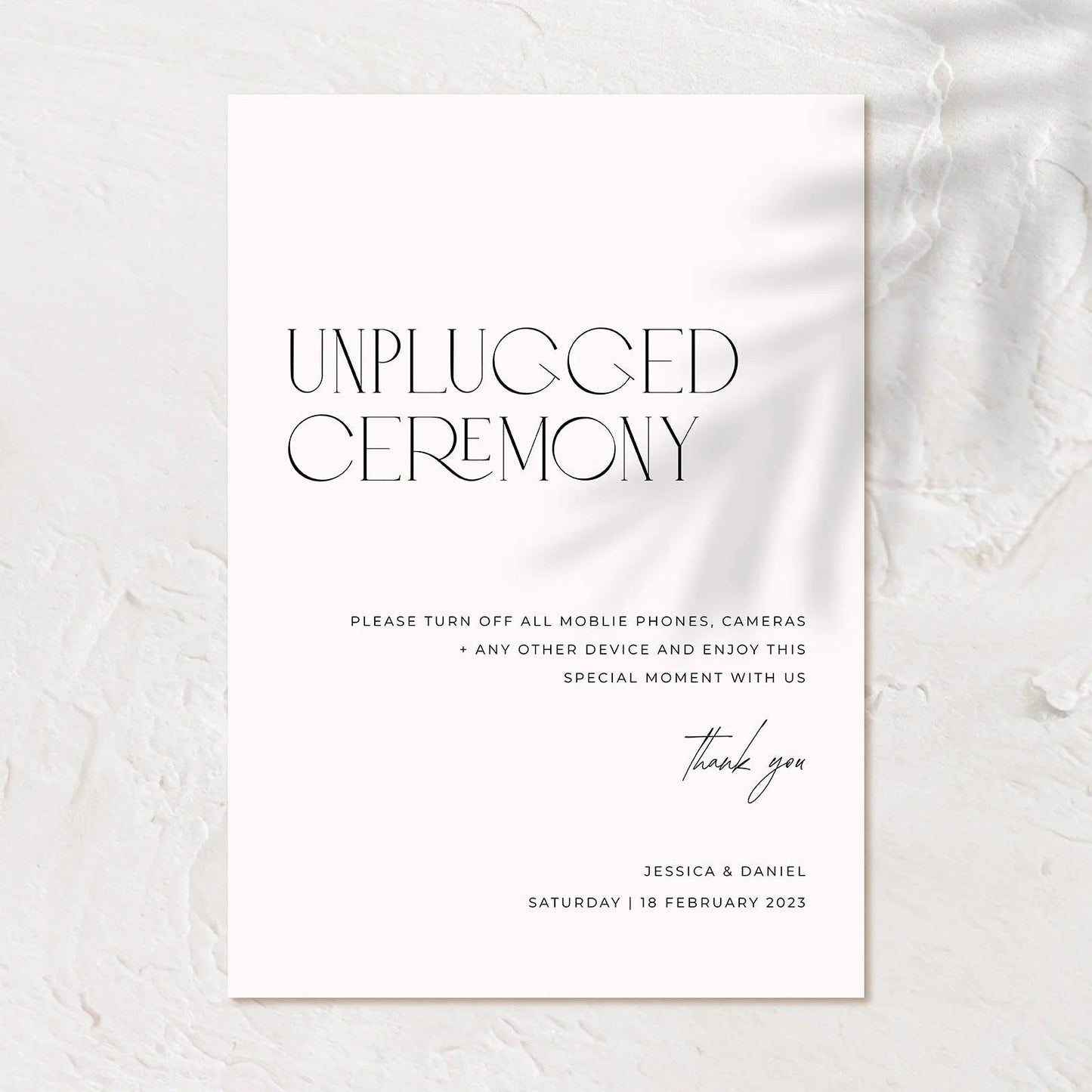 Modern Unplugged Wedding Sign - Jessica 1