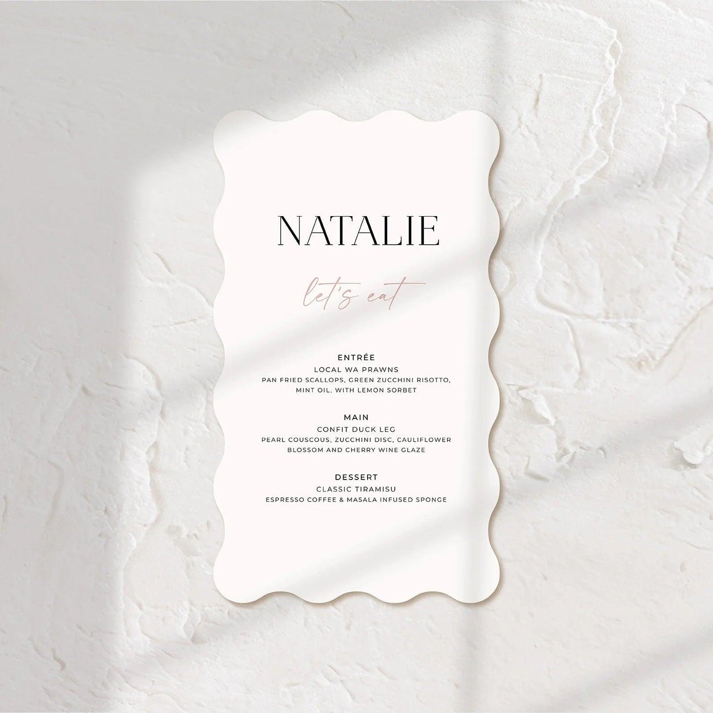 Chic Wedding Menu - Josephine 3