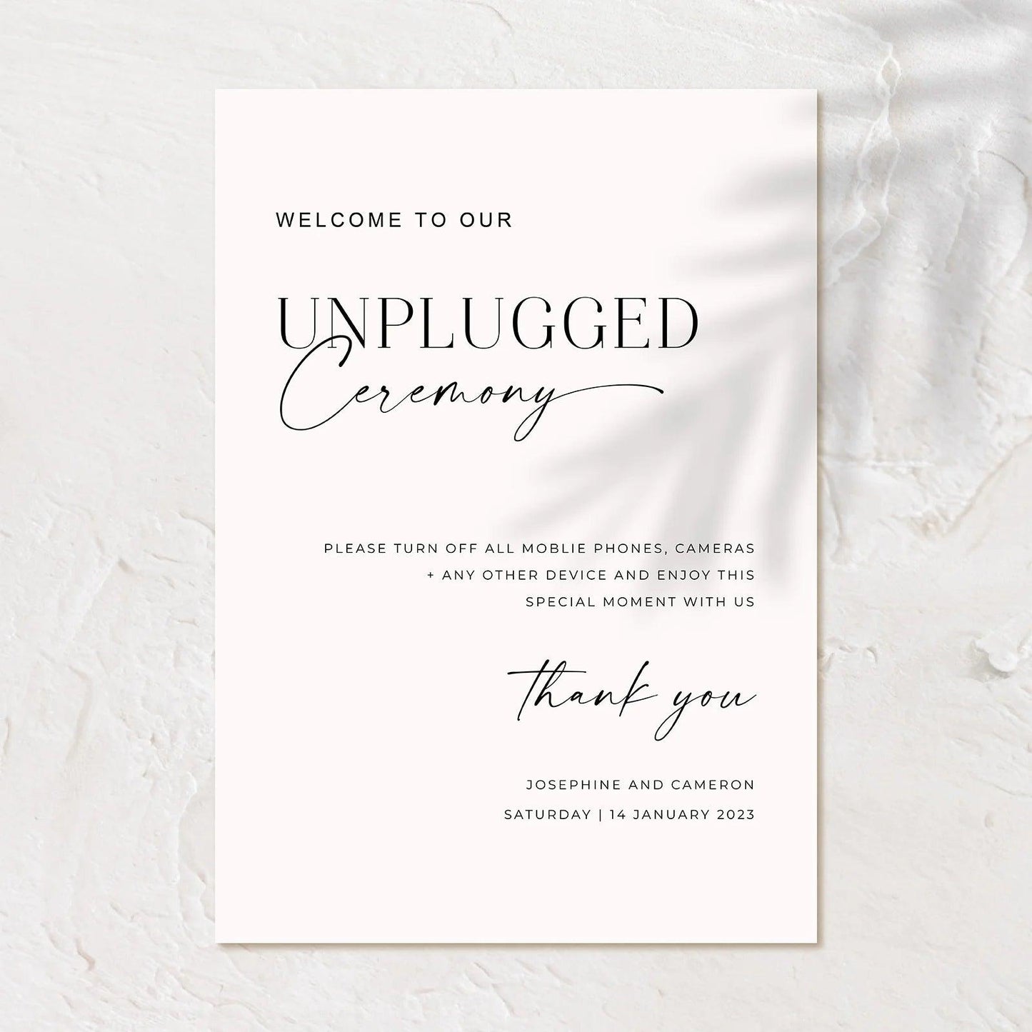 Timeless Unplugged Wedding Sign - Josephine 1