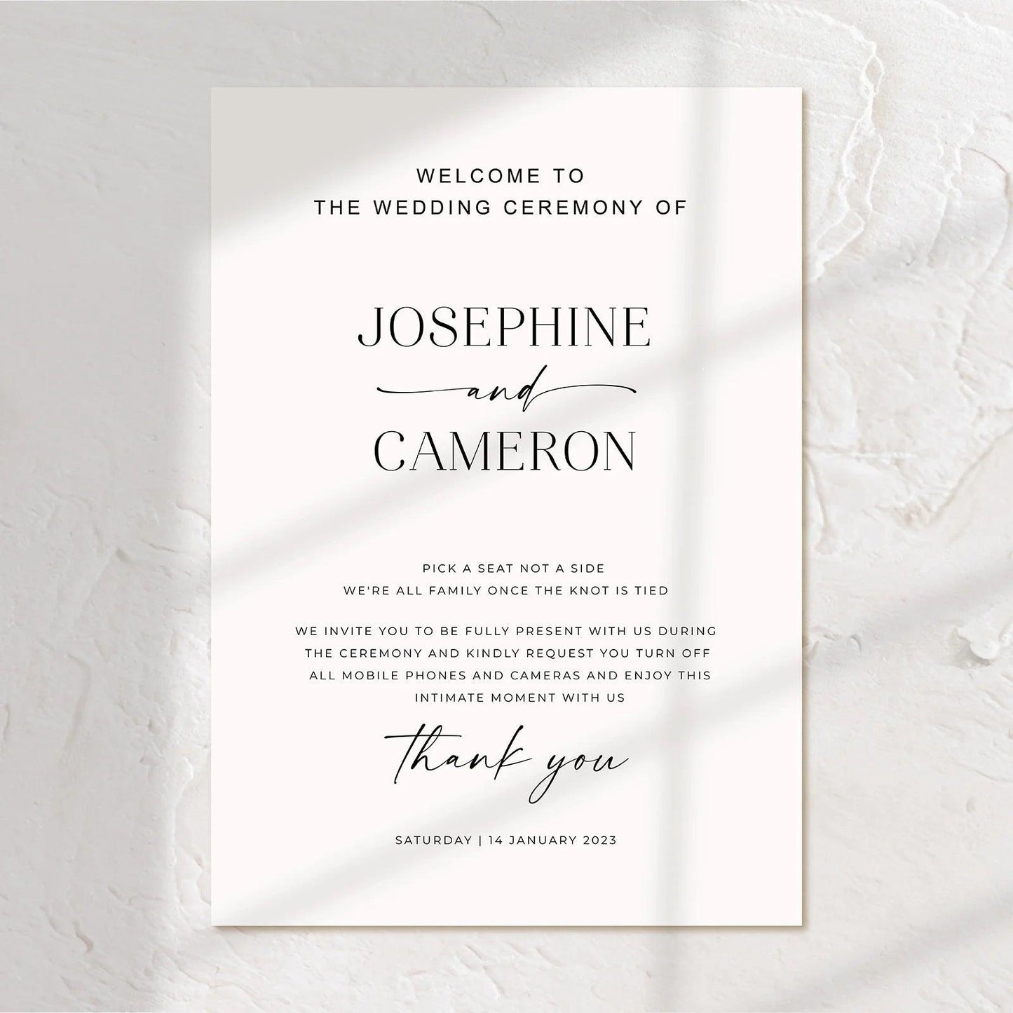 Modern Unplugged Wedding Sign - Josephine 3