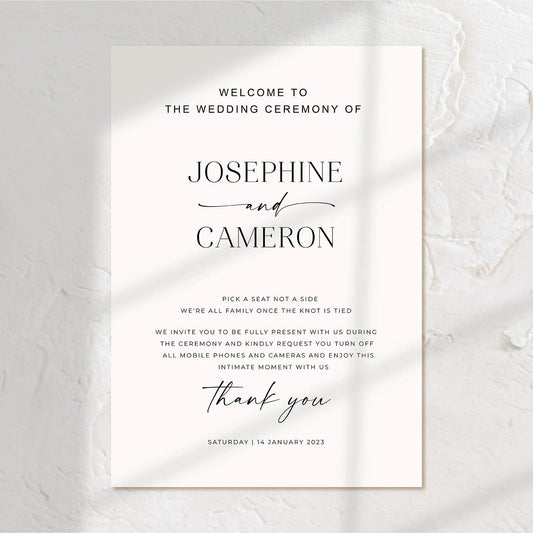 Modern Unplugged Wedding Sign - Josephine 3