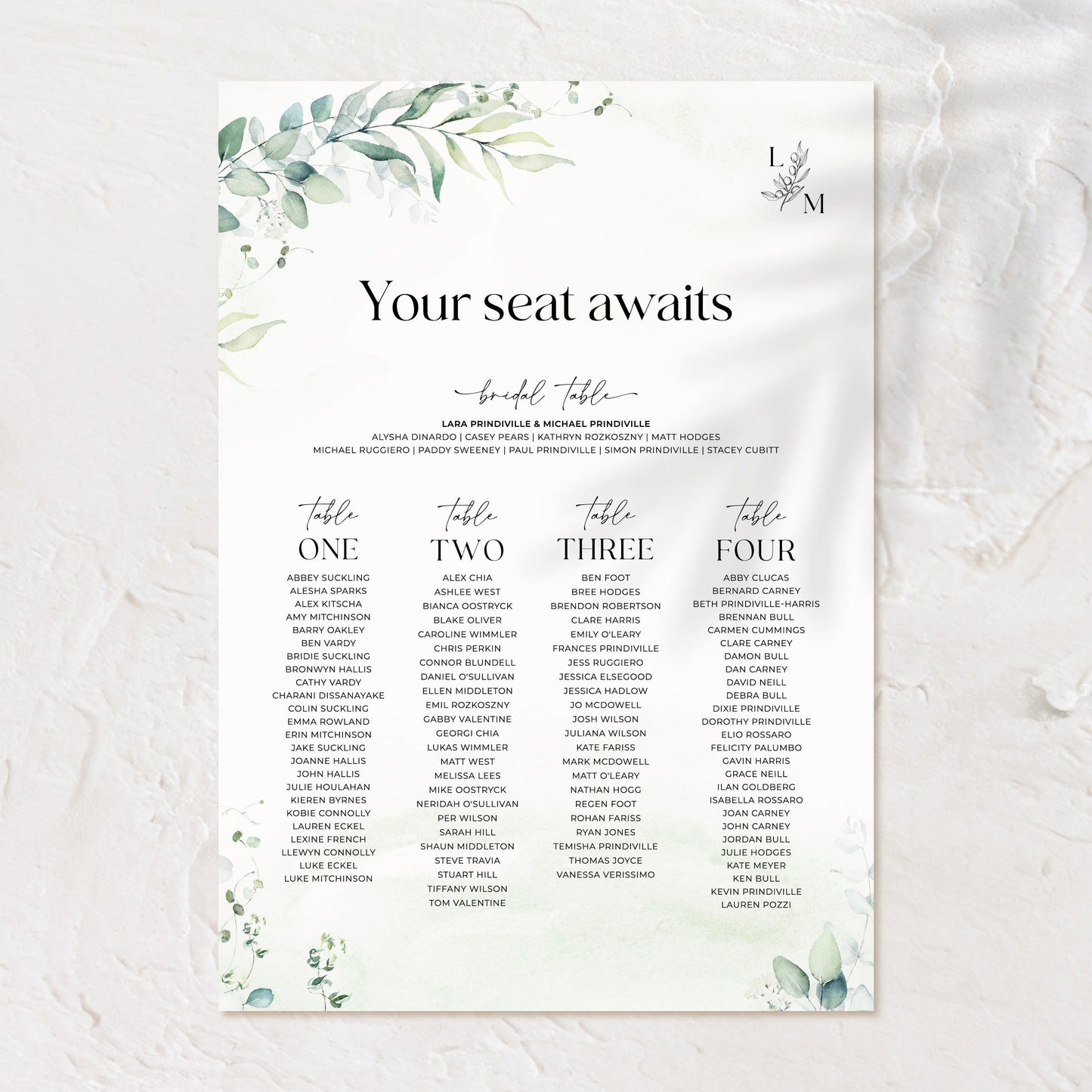 Personalised Seating Chart  - Lara