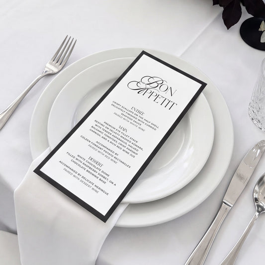 Modern Wedding Menu Classic Elegance - Old Money Style