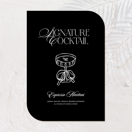Personalised Signature Cocktail Sign | Old Money Style