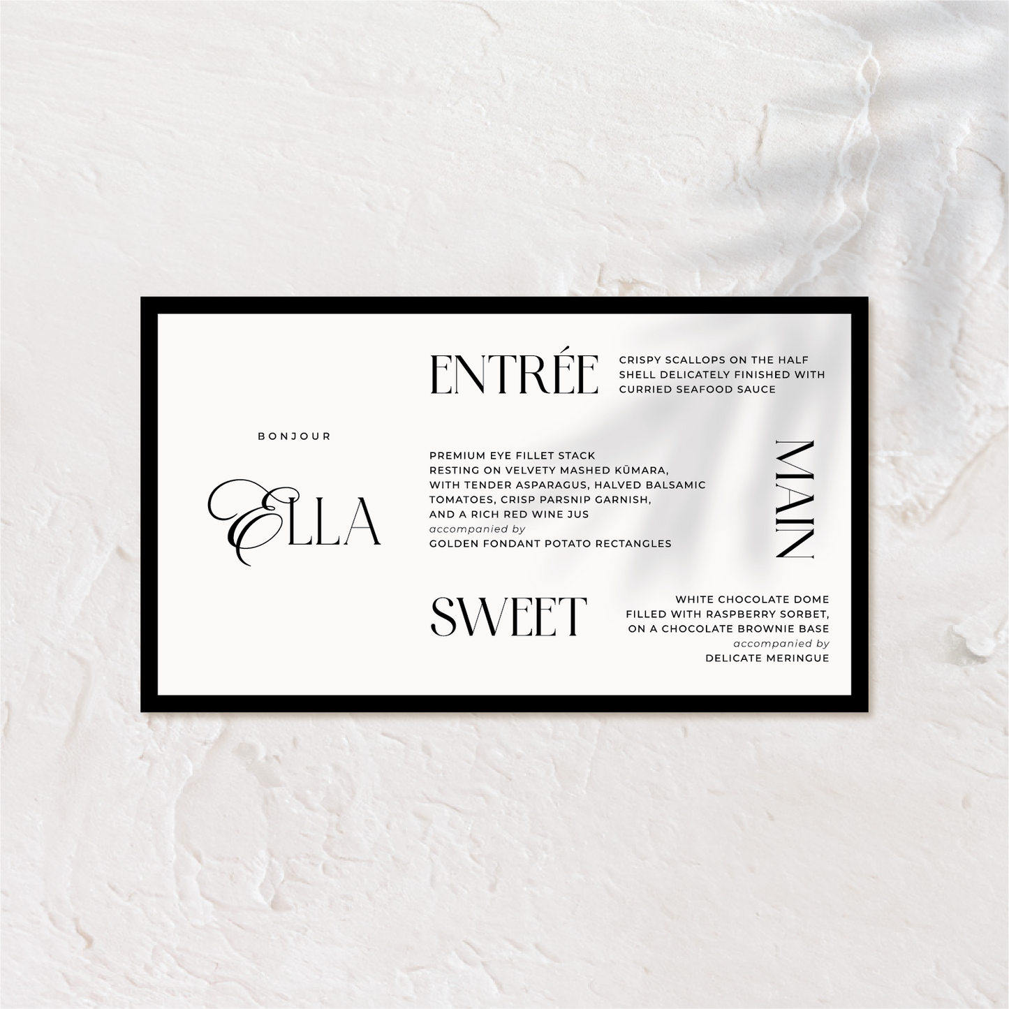 Custom Wedding Menu - Old Money Style