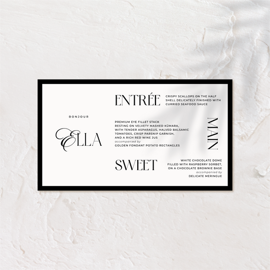 Custom Wedding Menu - Old Money Style