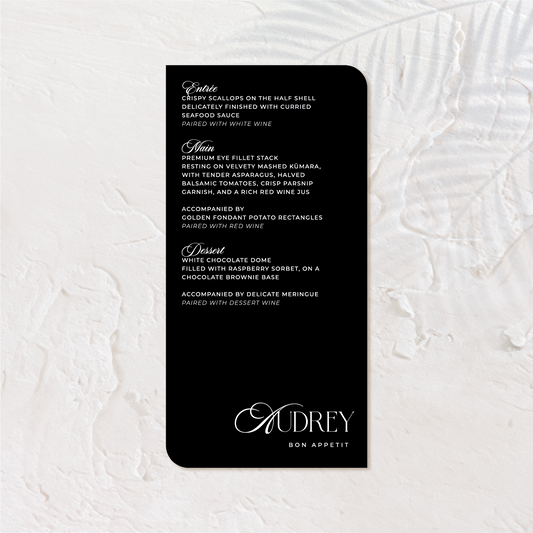 Classic Wedding Menu - Old Money Style