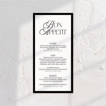 Modern Wedding Menu Classic Elegance - Old Money Style