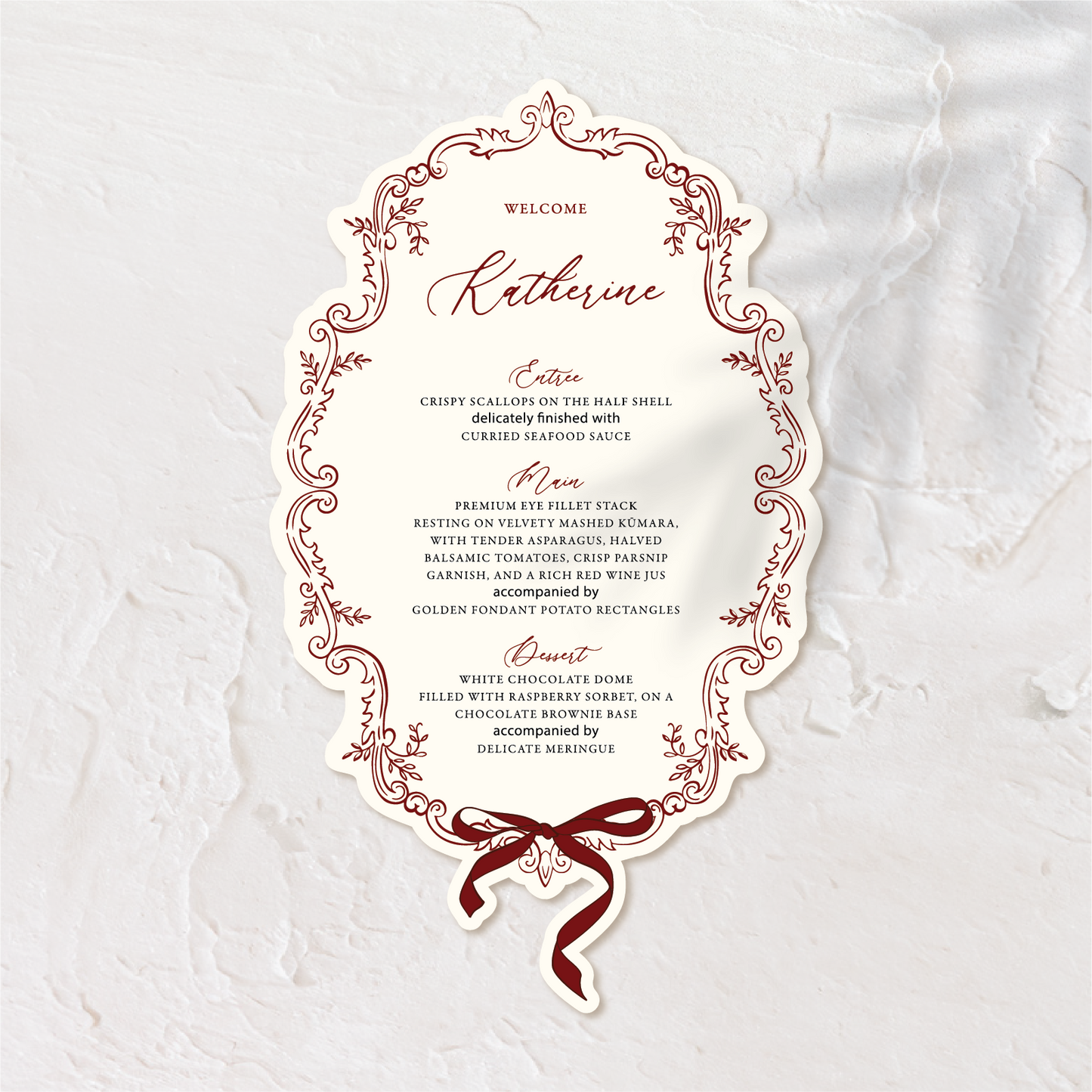 Personalised Menu 1 - Victorian Style