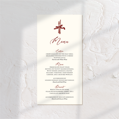 Trendy Wedding Menu 3 - Victorian Style