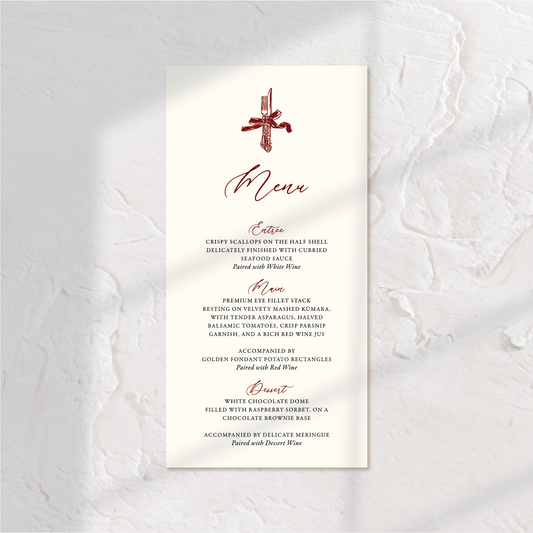 Trendy Wedding Menu 3 - Victorian Style