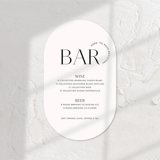 Elegant Bar Sign - Josephine 5 - Wedding Signs