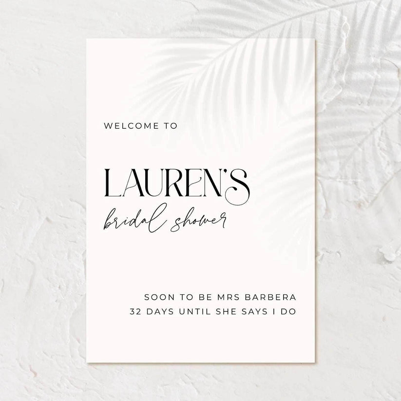 Elegant Bridal Shower Welcome Sign - Ariana 2 | WeddingSigns.au ...