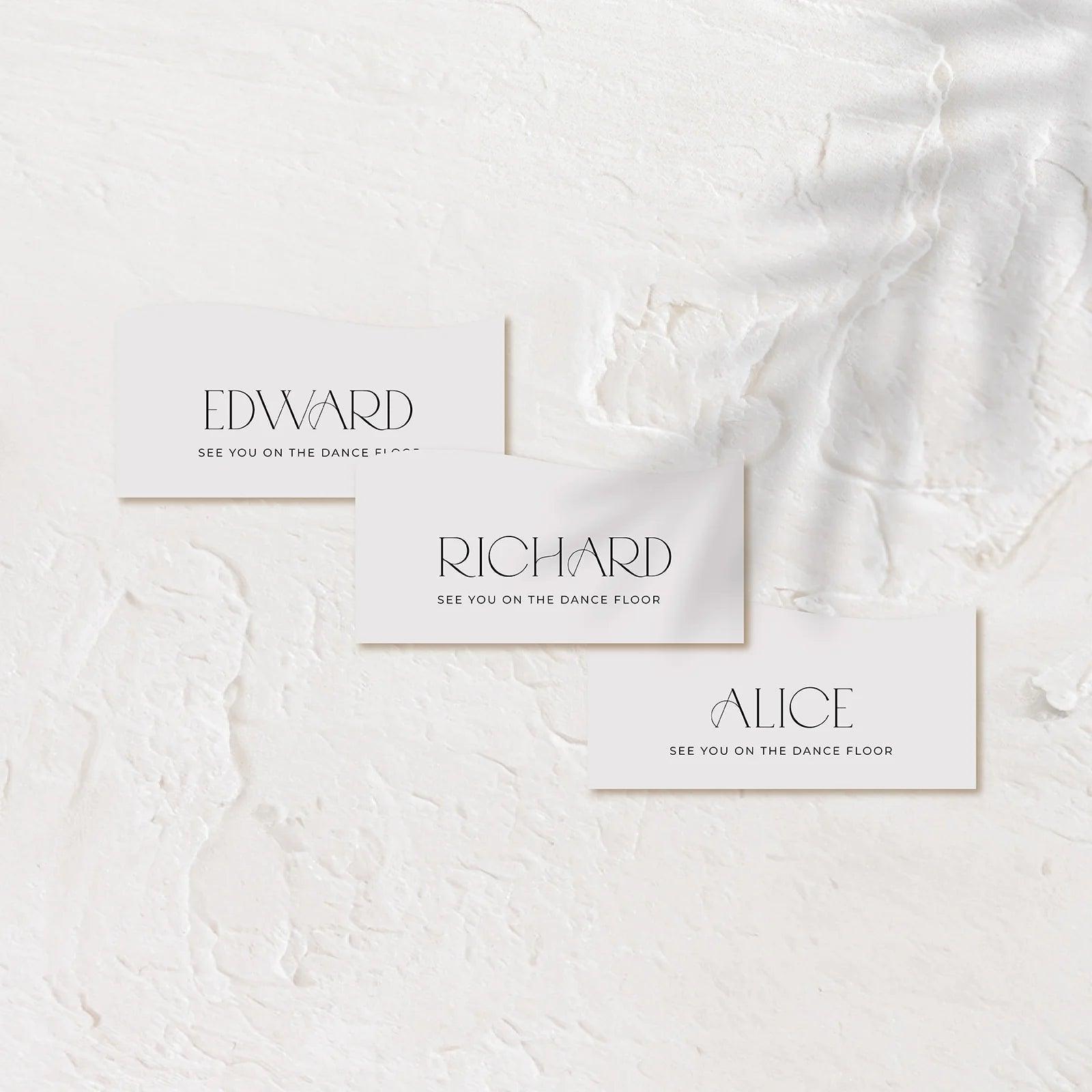 Stylish Place Cards - Jessica 2 - Wedding Signs