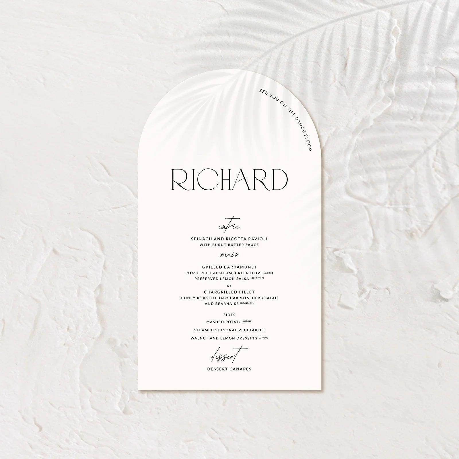 Stylish Wedding Menu - Jessica 2 - Wedding Signs
